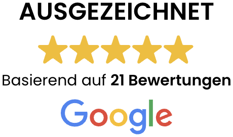 Google Bewertung: Ausgezeichnet, 5 Sterne, 21 Bewertungen